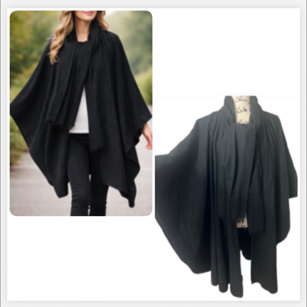 Betmar Vintage Trendy  Black Wrapped Cape